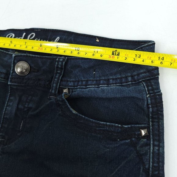 Red Camel Skinny Jeans Women Juniors Sz 7 Stretch Dark Wash Denim Low Rise Studs - Picture 8 of 14